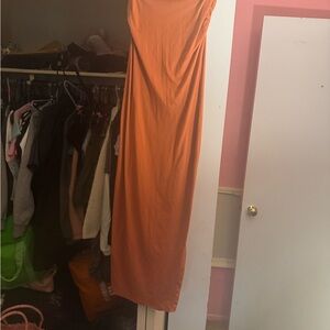 Elegant Orange Strapless Dress